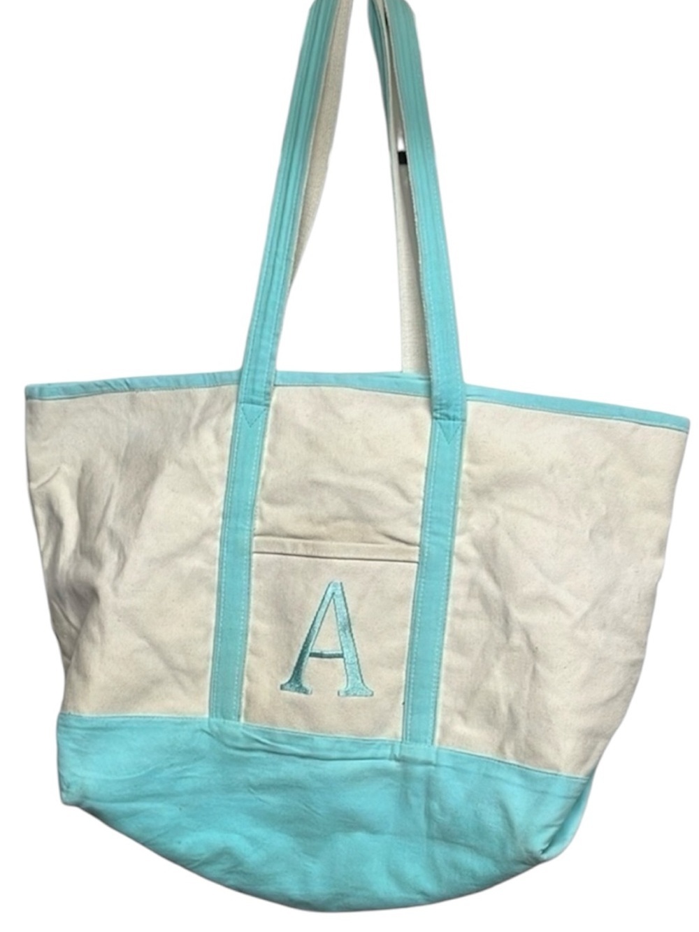 Large Canvas Beach Tote Bag Monogram A Zip Top Pool Travel Bag